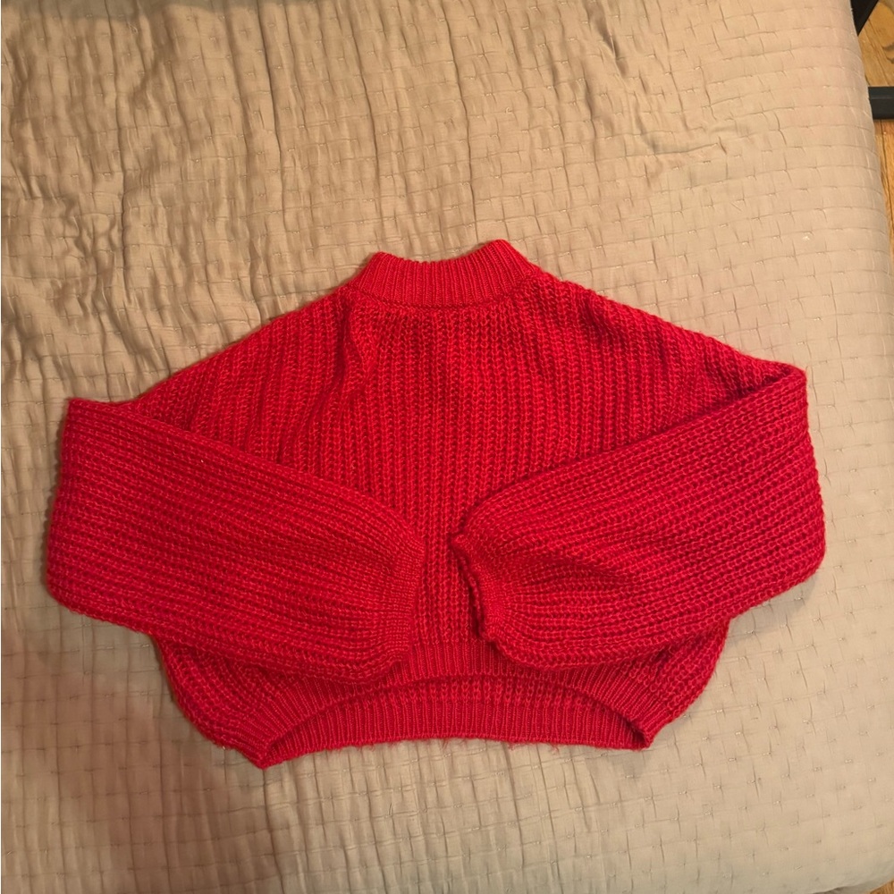 Oversized knit red sweater